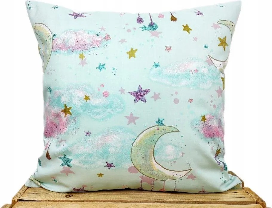 Prémium pamut párnahuzat kislánynak hold hercegnő csillagok 40x40