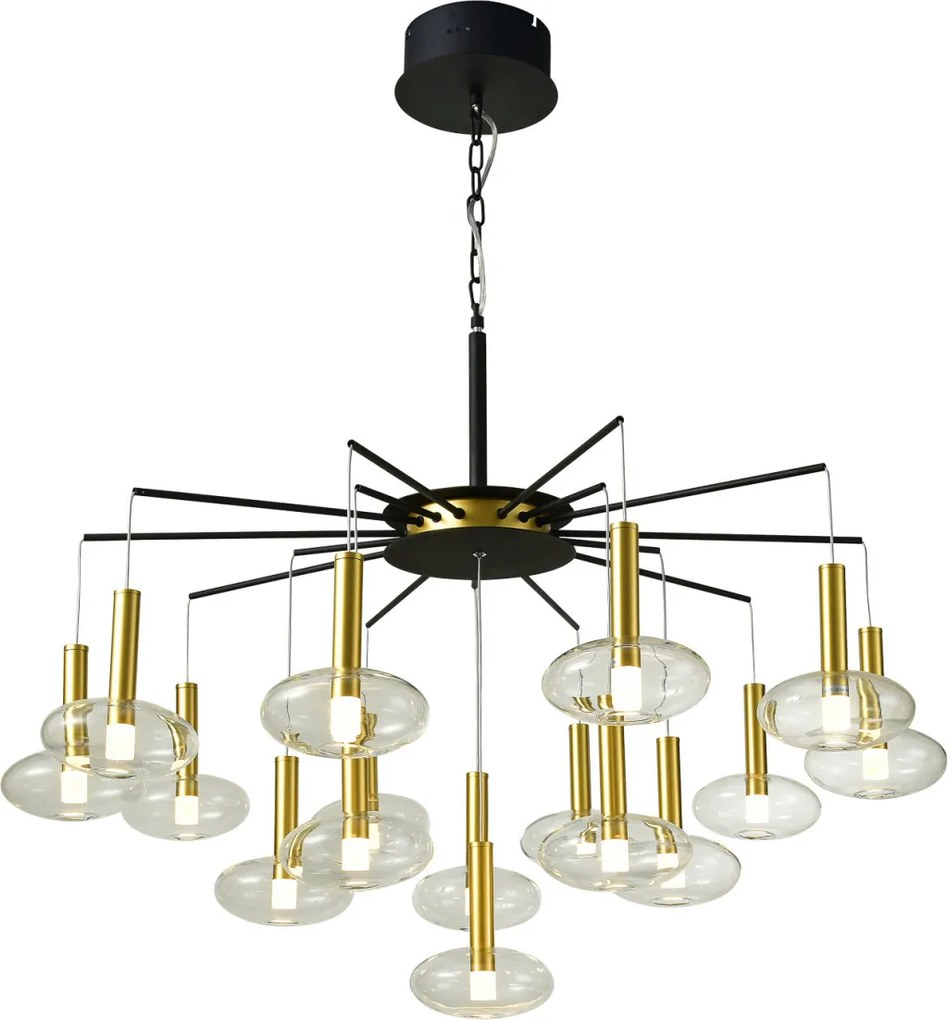 ITALUX PND-42773-16 HASSELT Modern Csillár Fekete, Átlátszó, Arany LED IP20