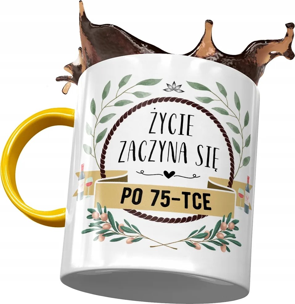 Sárga Bögre Születésnapra 75 75-es 75-ös Ajándék Nyomtatott Fotóval