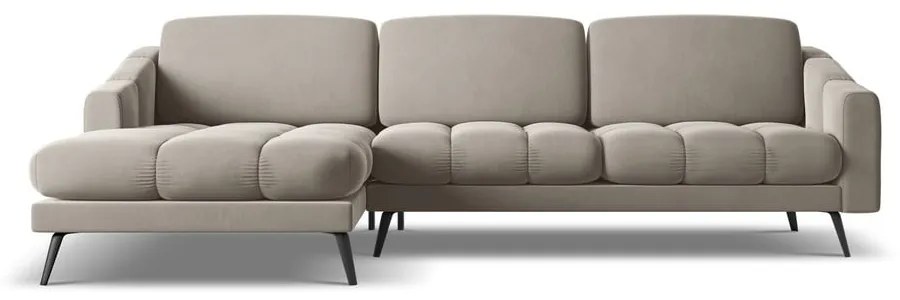 Bézs bársony sarokkanapé (bal oldali) Nalu – Makamii