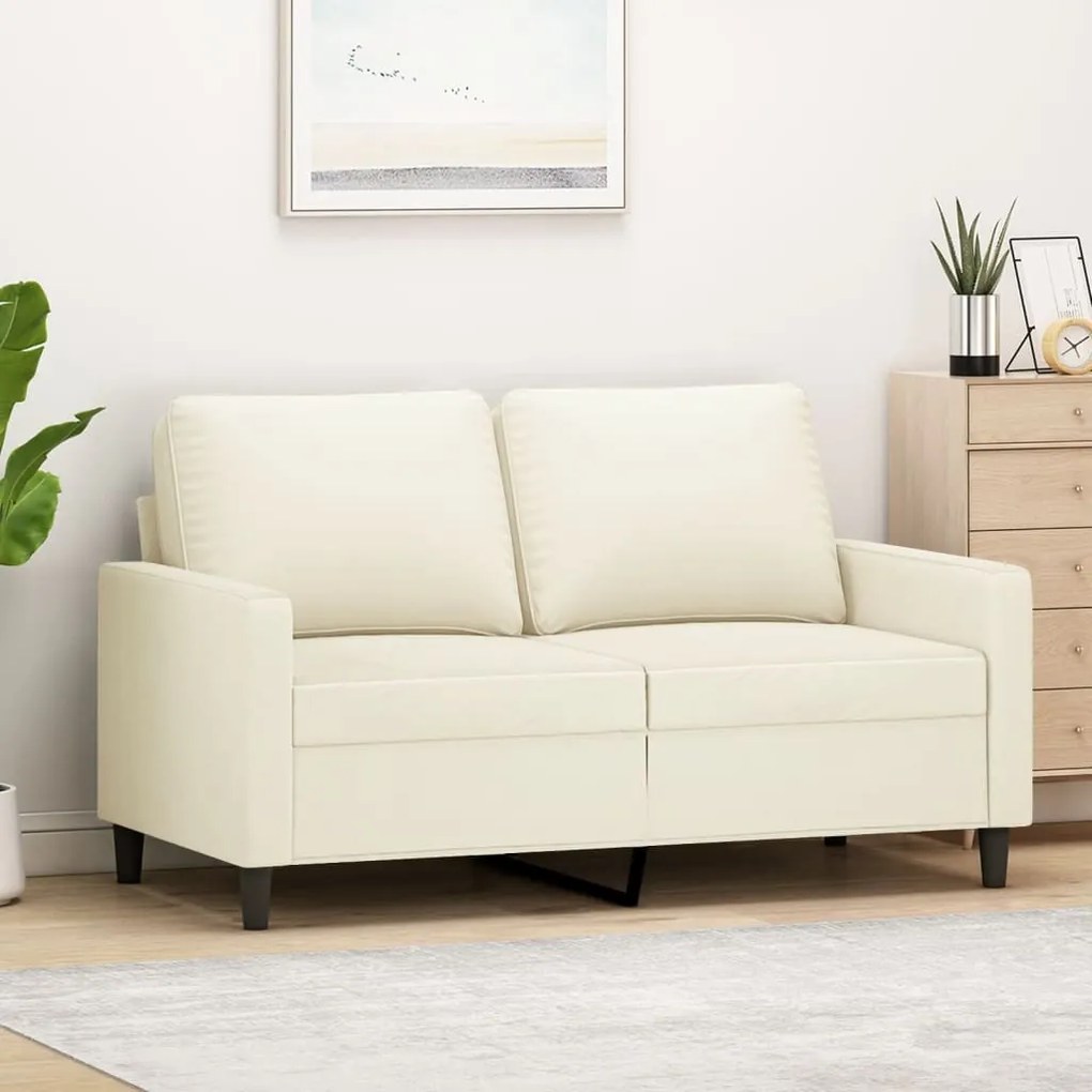 vidaXL kétszemélyes krémszínű bársony kanapé 120 cm