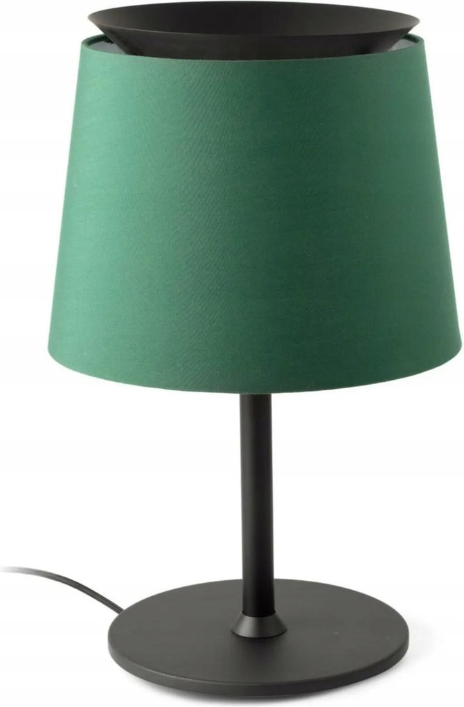 Faro Savoy asztali lámpa fekete/zöld, matt acél, textil, E27, 15W, 2m kábel
