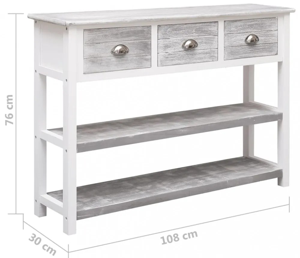 antik szürke tömör császárfa tálalószekrény 108 x 30 x 76 cm