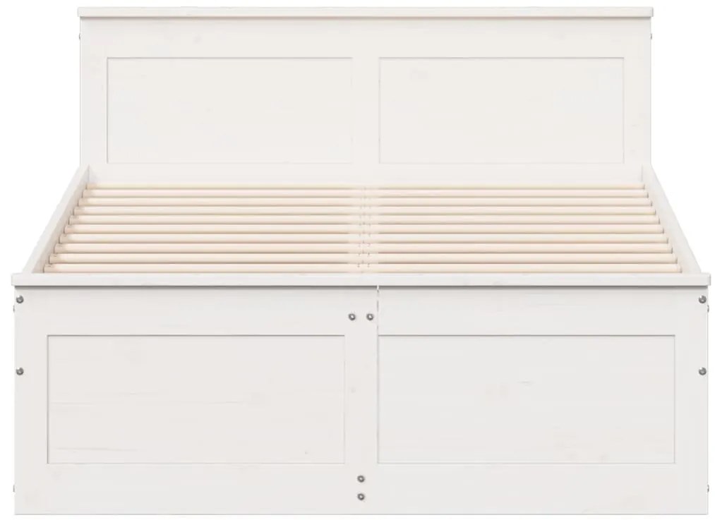 fehér tömör fenyőfa fejtámlás ágykeret matrac nélkül 120x200 cm