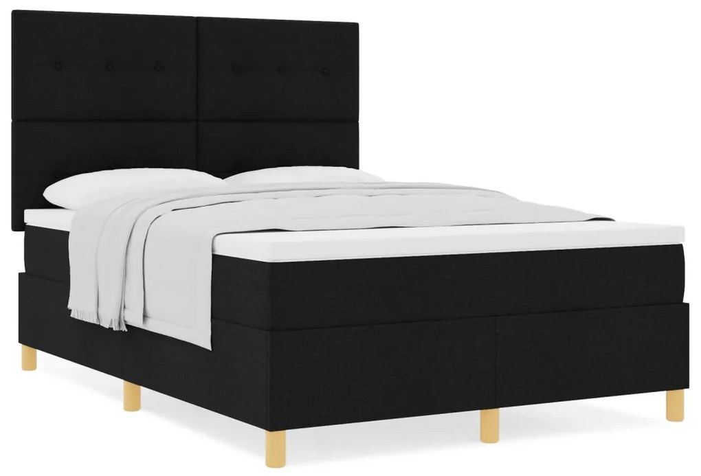 Box Spring Ágy matraccal Fekete 140x200 cm Szövet