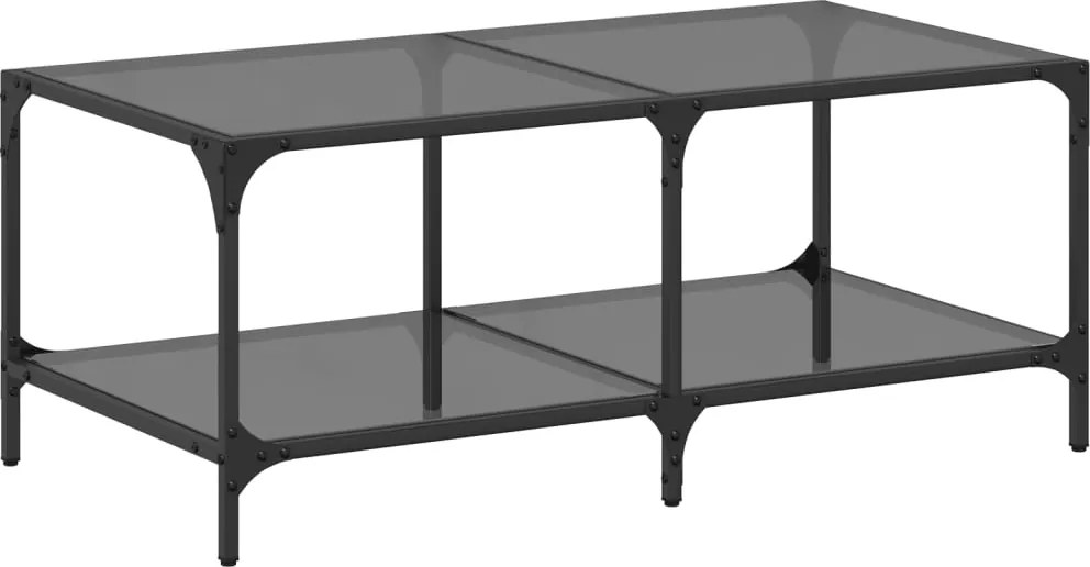 vidaXL acél dohányzóasztal fekete üveglappal 98,5 x 50 x 40 cm