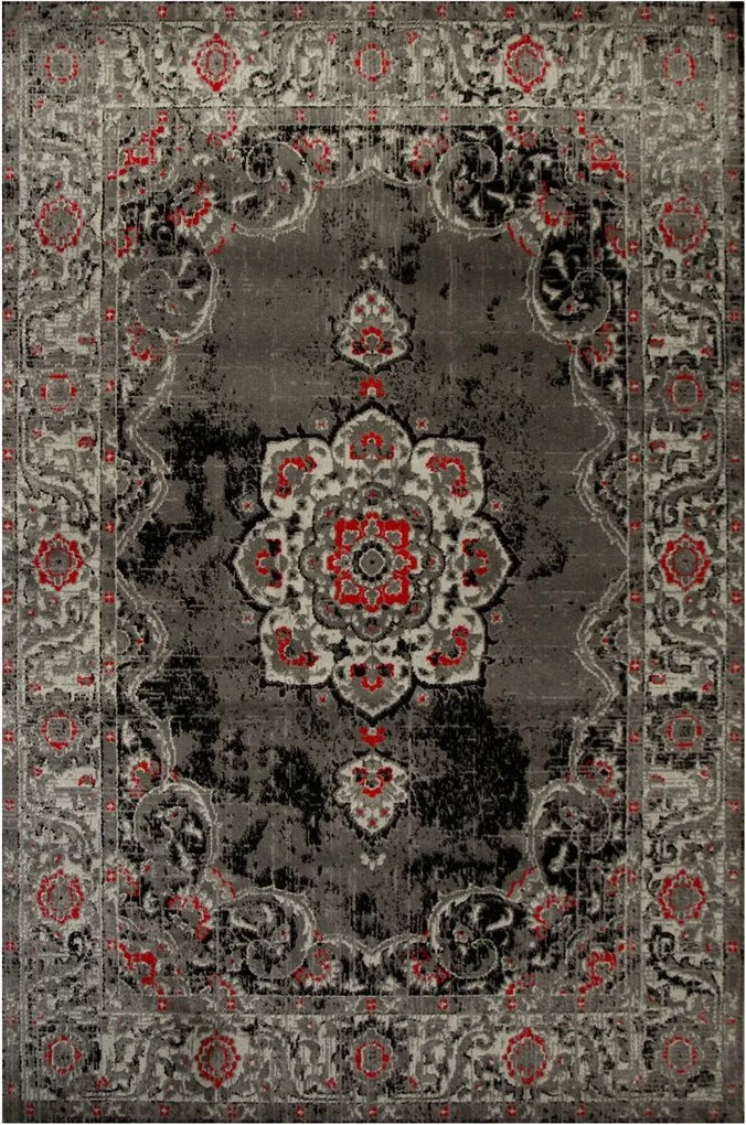 Victoria Díszszszőnyeg Grafit Fekete Piros Szoba 120x170 cm