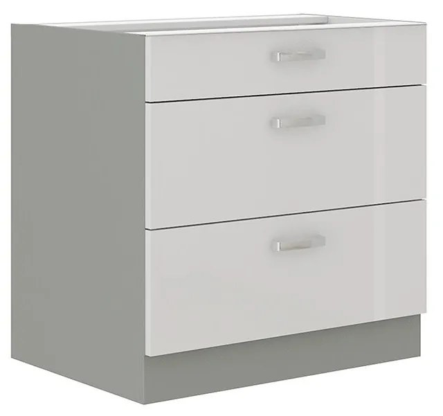 Alsó konyhaszekrény fiókokkal 80 D 3S BB Multi (szürke + fényes fehér). 1070028