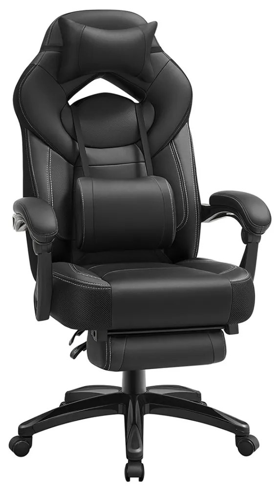 Irodai szék, gamer szék műbőr, ergonomikus kialakítás, fekete