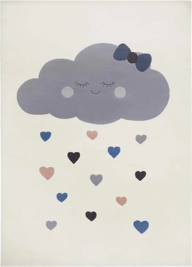 Puha krémszínű gyerekszőnyeg,esőfelhő mintás 120x170cm