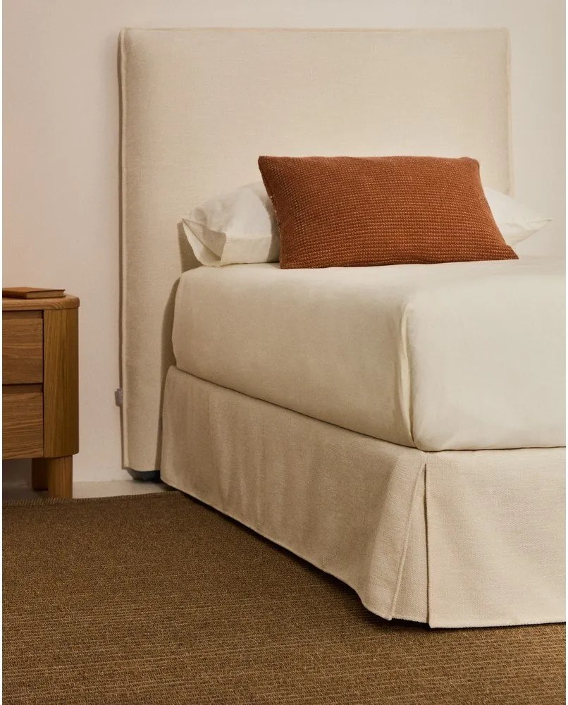 Fehér kárpitozott egyszemélyes ágy ágytámla nélkül 90x200 cm Jaira – Kave Home