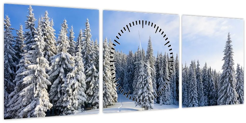 Kép - Tél az erdőben (órával) (90x30 cm)