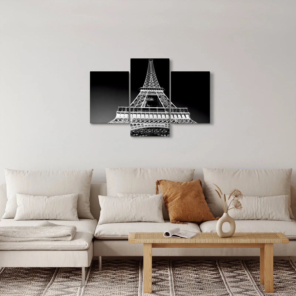 Kép - Eiffel-torony, fekete-fehér (90x60 cm)
