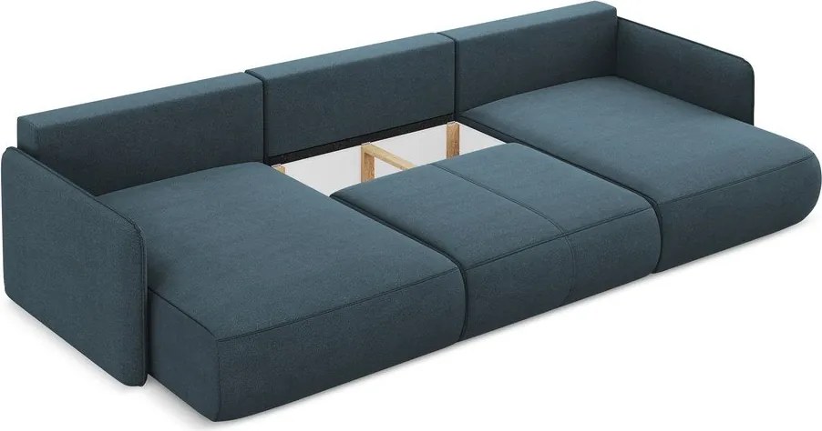 Kék kinyitható-tárolóhelyes sarokkanapé Nanea – Makamii