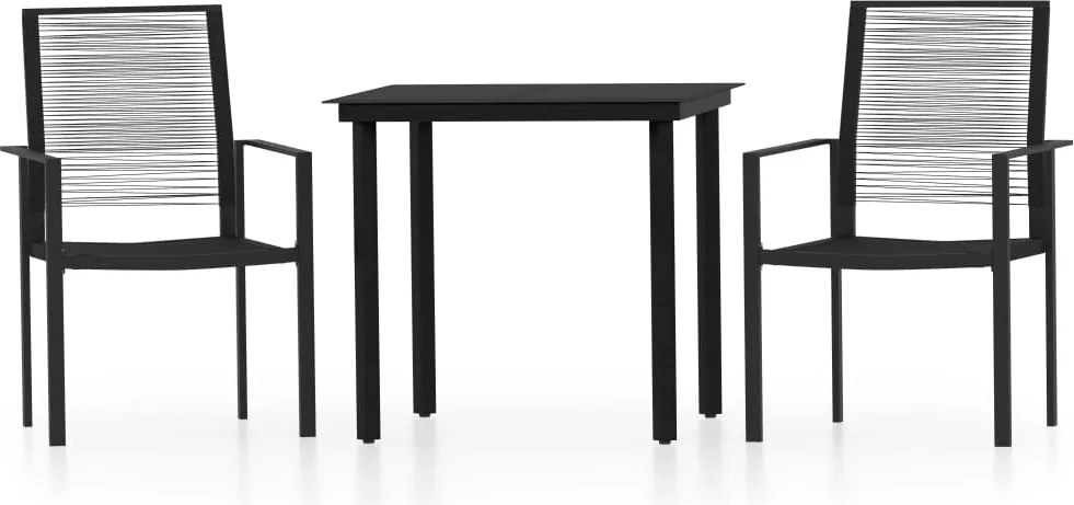 vidaXL 3 részes fekete kerti étkezőgarnitúra