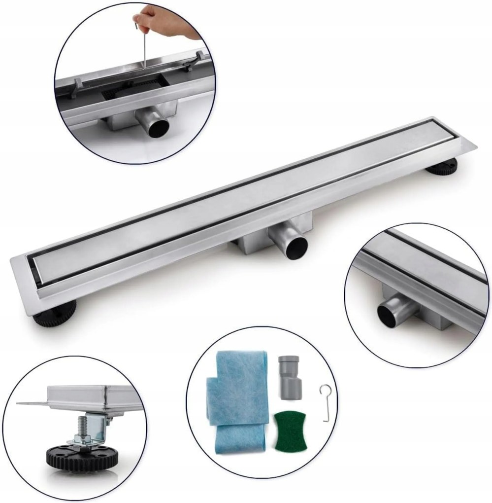 Lineáris Zuhanyfolyóka Ezüst 60cm Nagy Áteresztőképesség