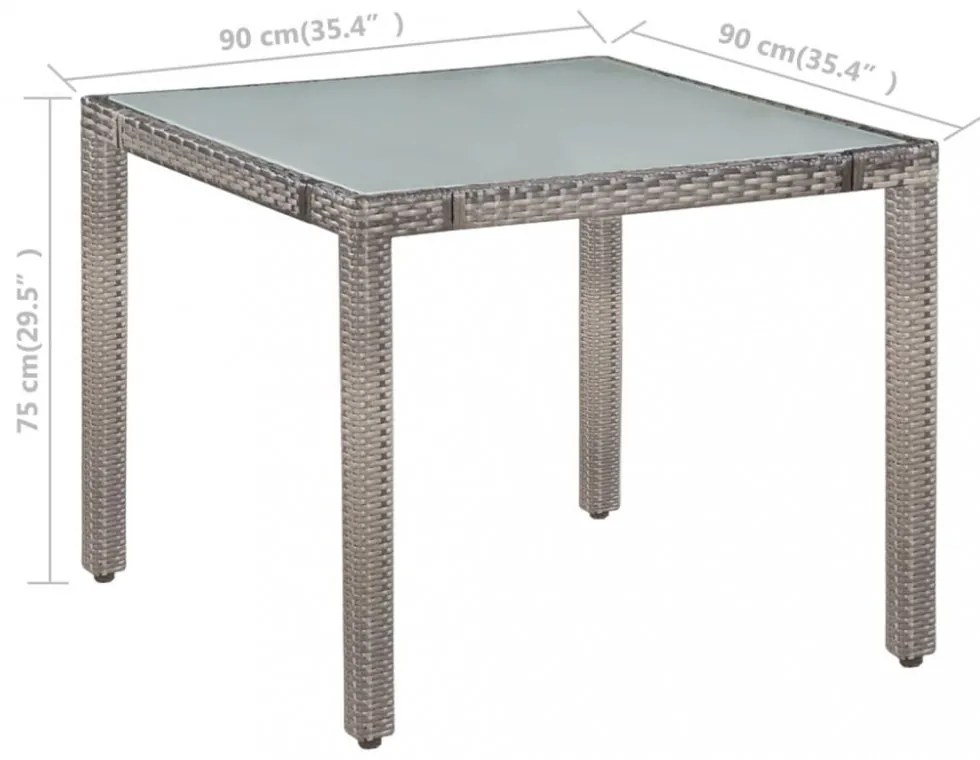 5-részes szürke kültéri polyrattan étkezőszett párnákkal