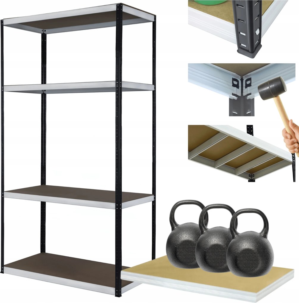 Helios fém tároló állvány garázs állvány 180x75x30cm 4Px350kg