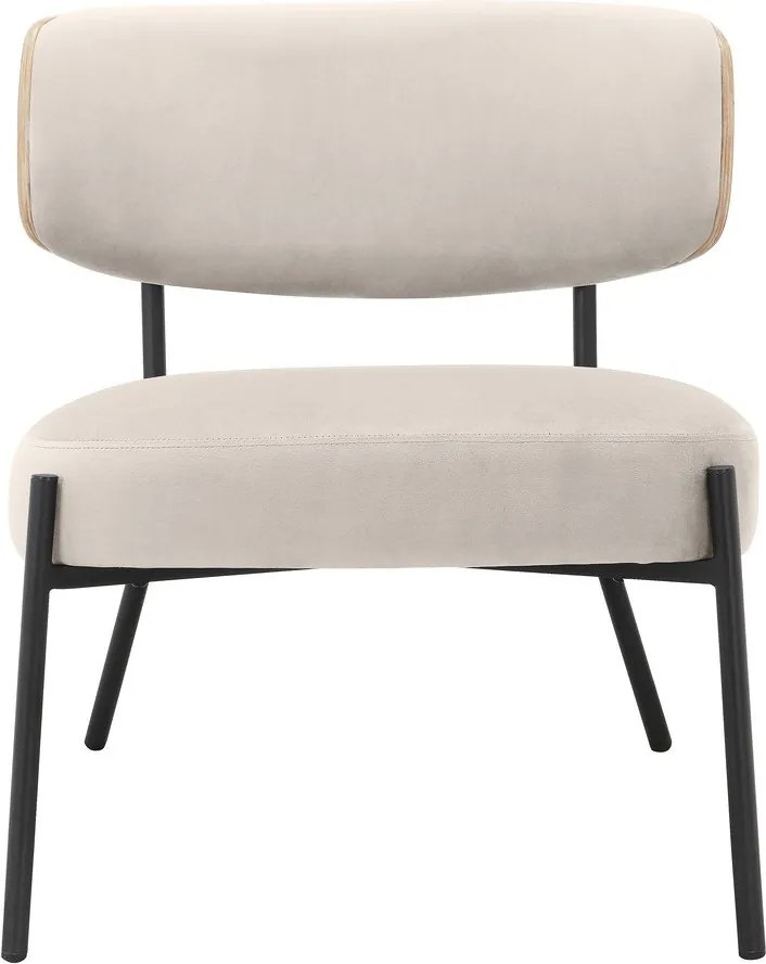 Krémszínű bársony fotel lábtartóval Jerry – Støraa