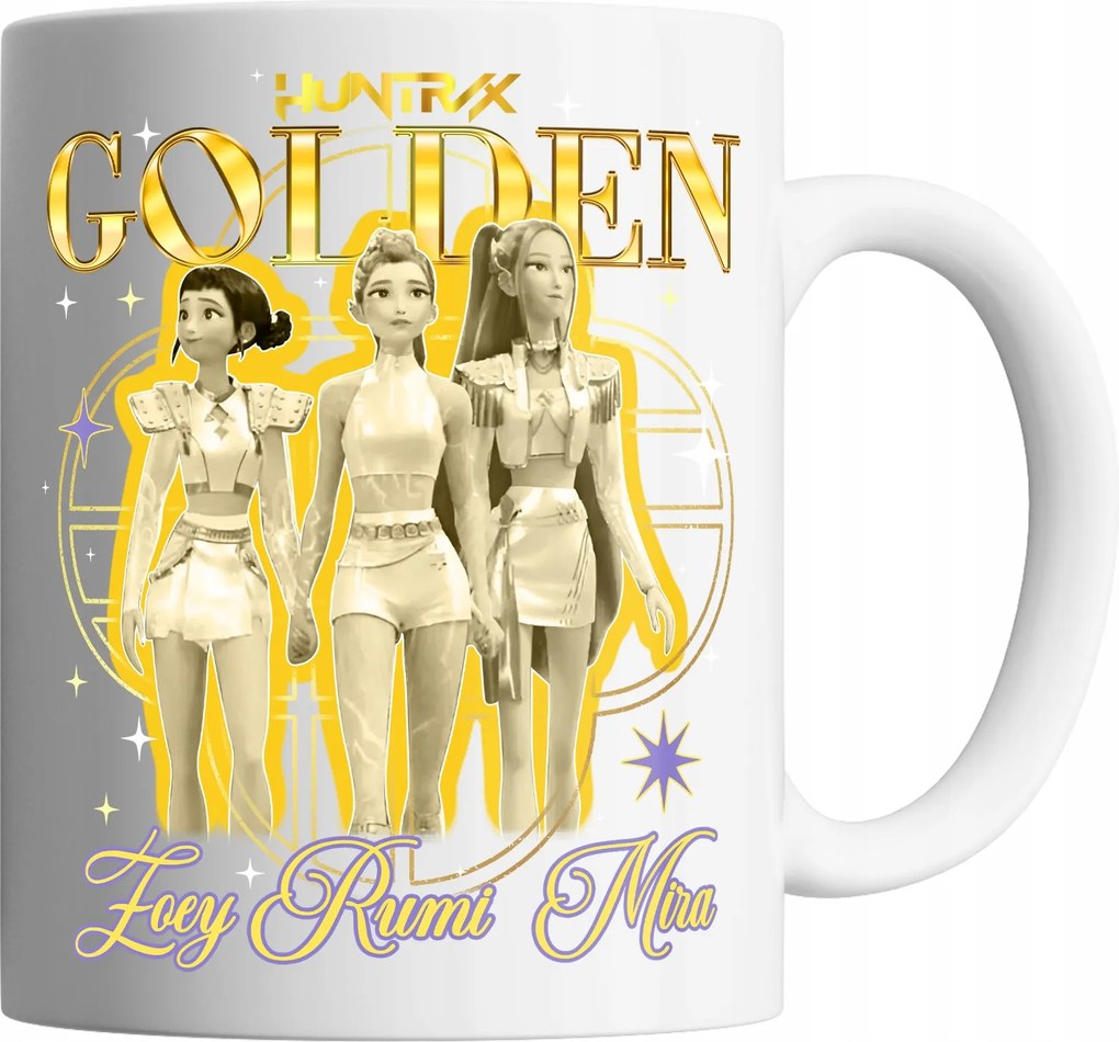 Bögre 330ml Huntrix Arany Démon Hunters Mira Rumi Zoey Ajándék Név