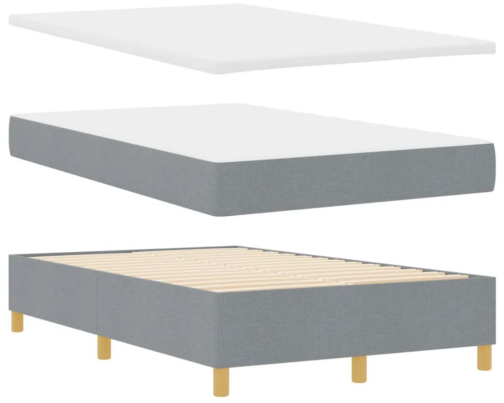 Box Spring Ágy Matraccal és Pad Light Grey 120x190 cm Szövet