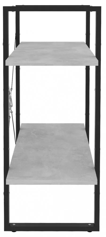 2-szintes betonszürke szerelt fa könyvszekrény 80 x 30 x 70 cm