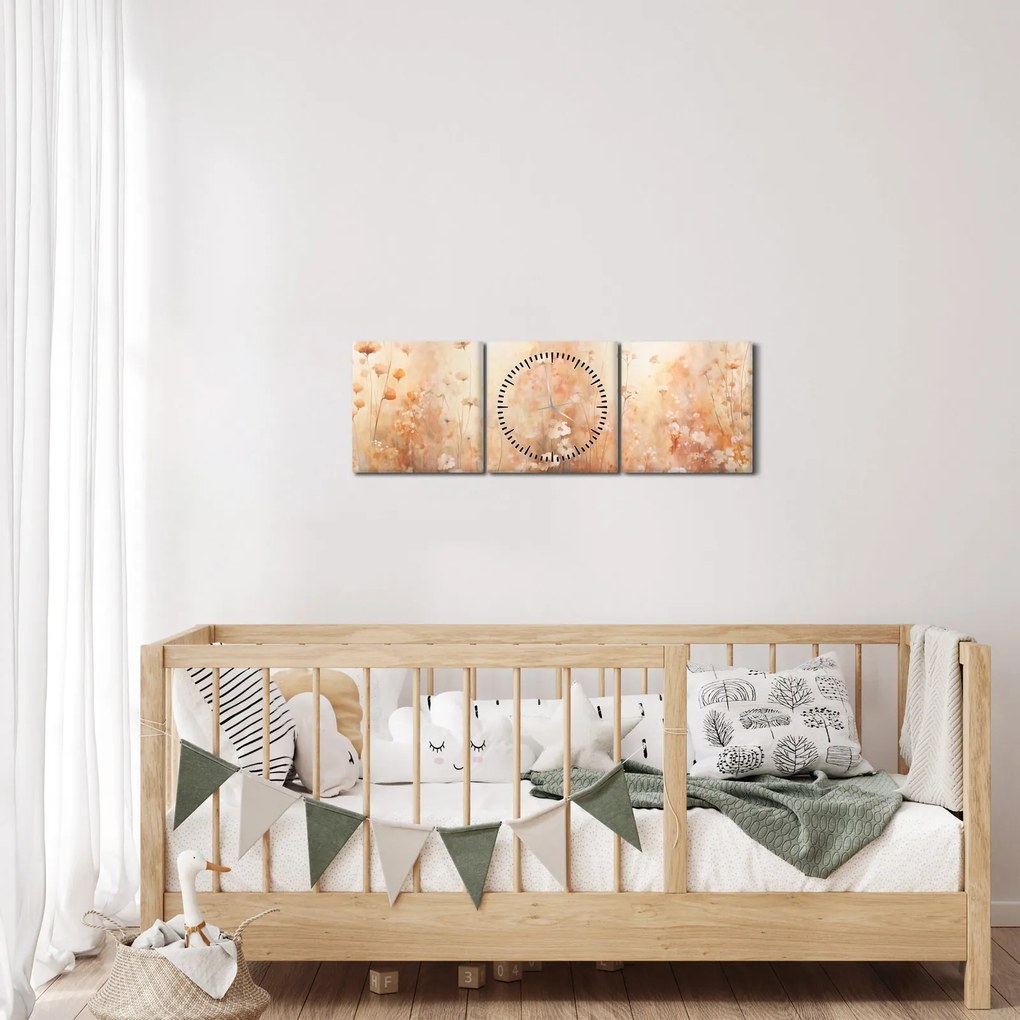 Kép - Vadvirágok mintája (órával) (90x30 cm)