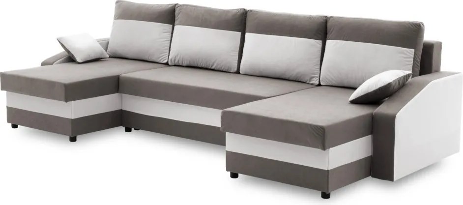 Sparta sarokkanapé, 1 ágyneműtartóval, szövet anyag, univerzális oldal, bonell töltet, szürke - fehér