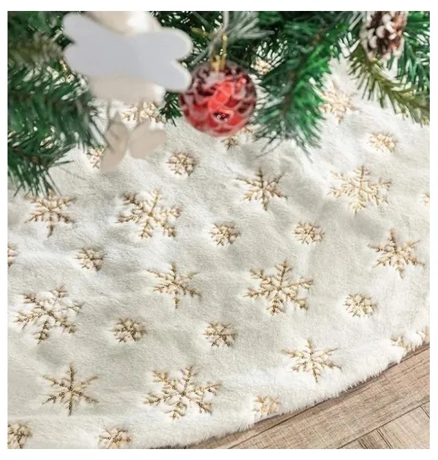 Karácsonyfa szőnyeg GOLD STARS 122 cm, fehér