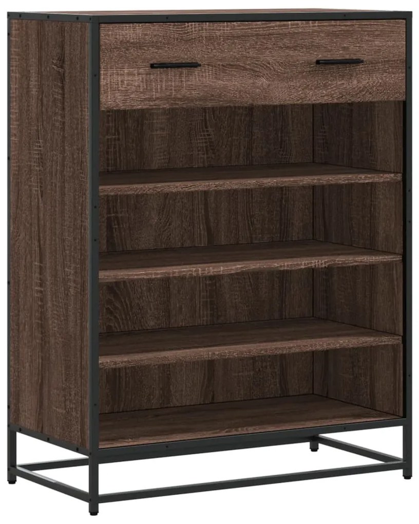barna tölgy színű szerelt fa és fém cipőszekrény 75x38x97,5 cm