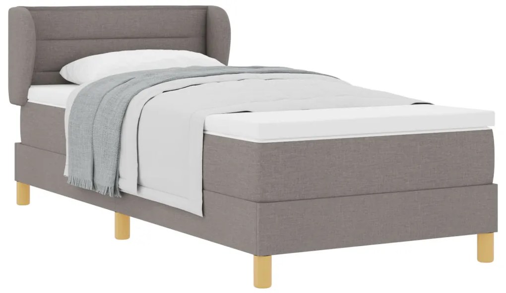 Boxspringágy matraccal, világosszürke, 80x200 cm, textil