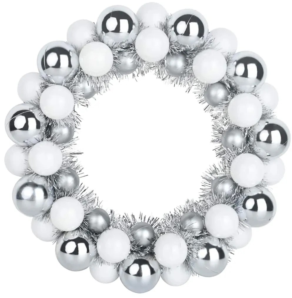 Karácsonyi labda koszorúk 2 pcs Fehér és Ezüst 33 x 33 x 7 cm