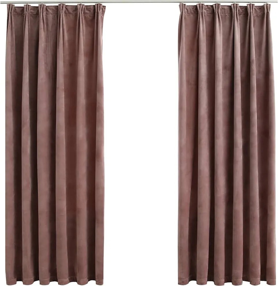 vidaXL 2 db antik rózsaszín sötétítőfüggöny kampókkal 140 x 175 cm