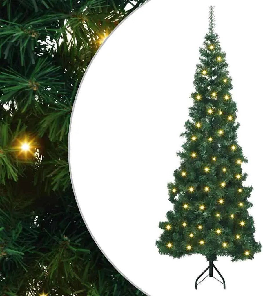 vidaXL Sarok Műkarácsonyfa 300 LED-del Zöld 180 cm PVC és fém