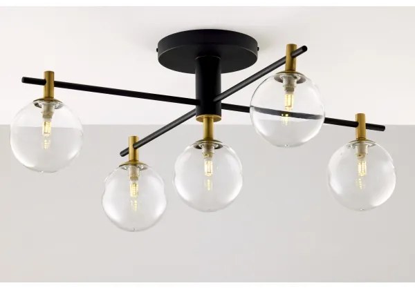 Jupiter 2035 - Felületre szerelhető csillár FIGARO 5xG9/10W/230V fekete/arany/bézs/átlátszó