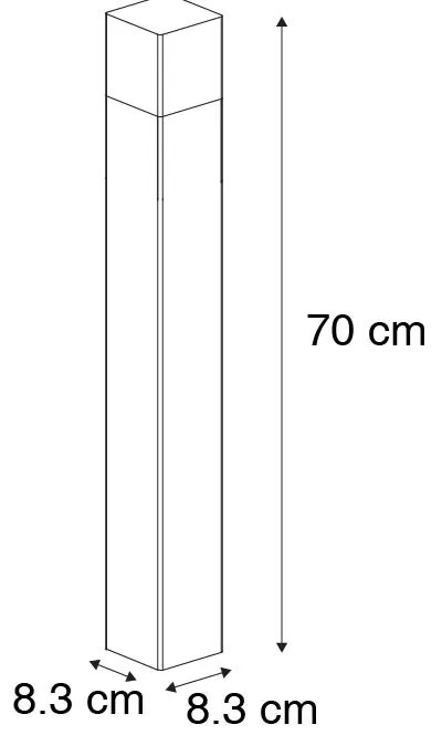 Álló kültéri lámpa fekete 70 cm IP44 füstüveggel - Denmark