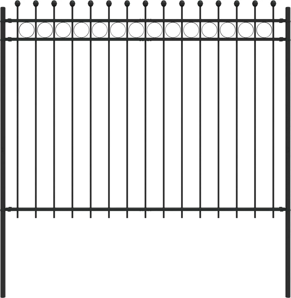 vidaXL Gyűrűs Kerítés Fekete 200 x 200 cm Porszórt acél