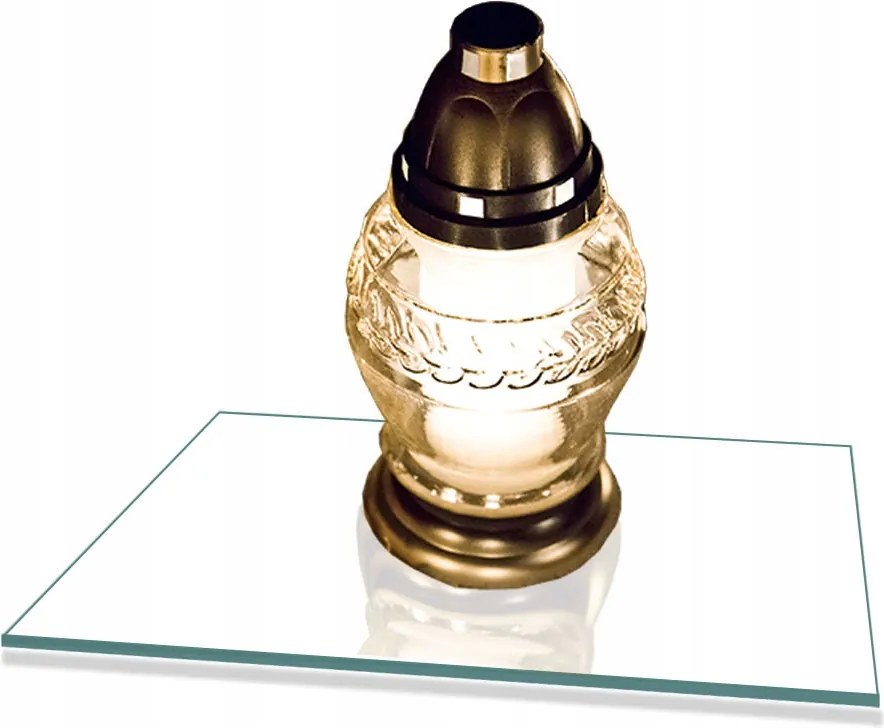 Edzett Üveg Temetői Állvány mécsesek és virágok számára 30x22cm Fehér