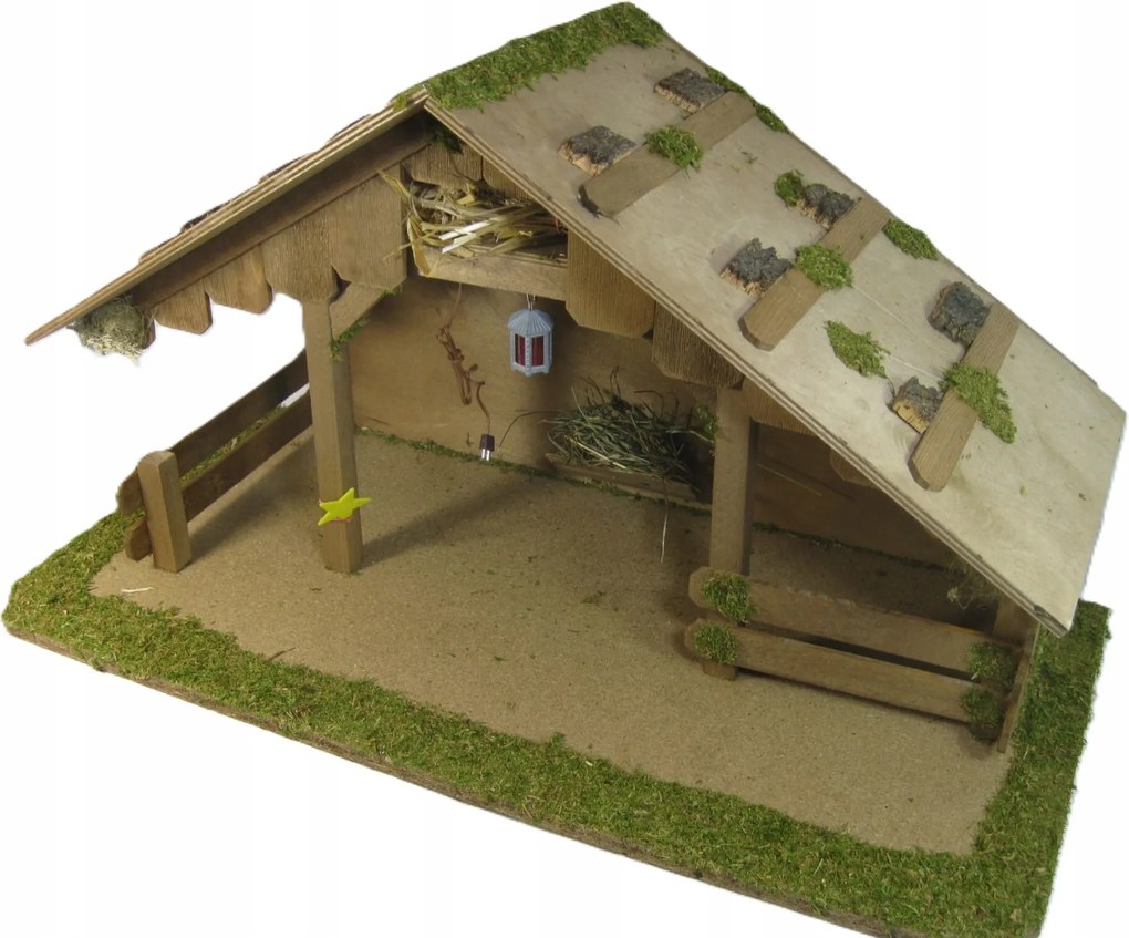 Világító betlehem 65x31x35cm, 15cm magas figurákhoz