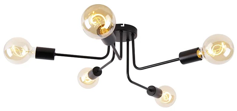 Design mennyezeti lámpa fekete 5-lámpás - Facile