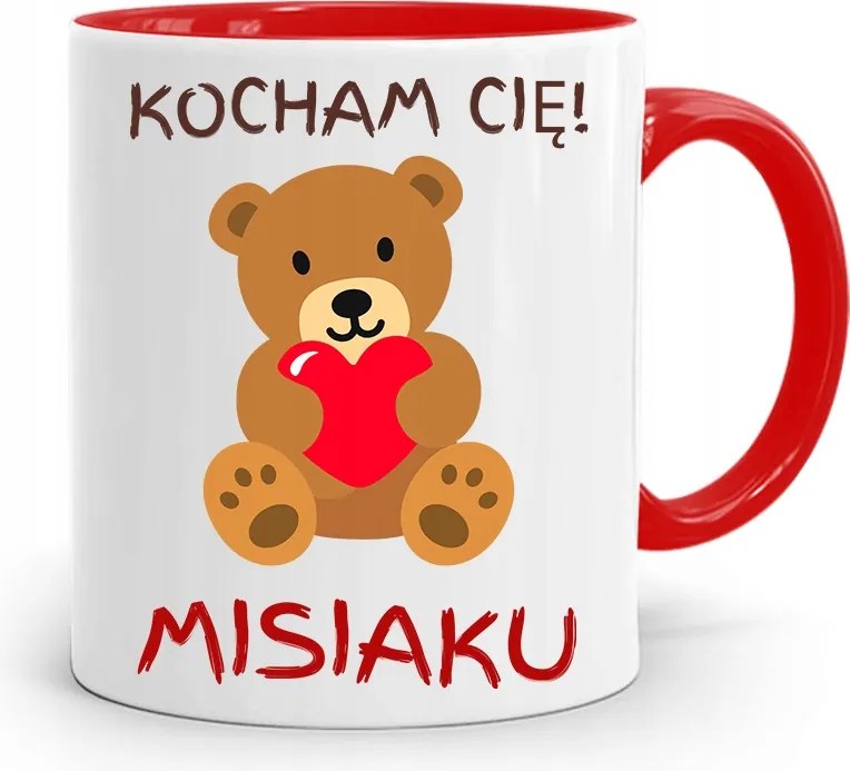 Piros Bögre Lányoknak Szeretlek Mackó nyomott mintával