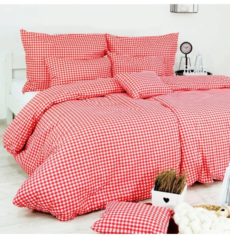EMI Kockás piros ágyneműhuzat, Párna 50x70