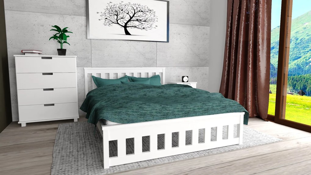 Ágy MAICA 90 x 200 cm, fehér Matrac: Coco Maxi matrac 20 cm, Ágyrács: Deszkás ágyráccsal