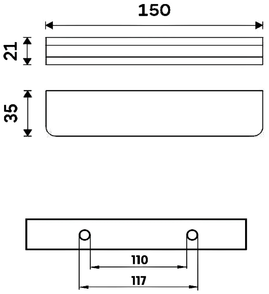 Sapho Sapho, Üvegpolc 600mm, fekete/tejüveg, MY009B-04