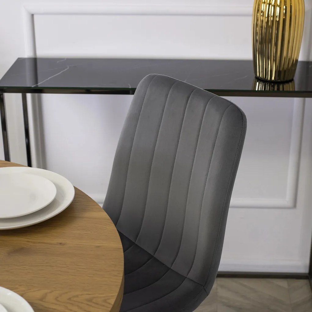 Kerek Étkezőasztal Arany Tölgy/Fekete Színben. LINO 100 cm