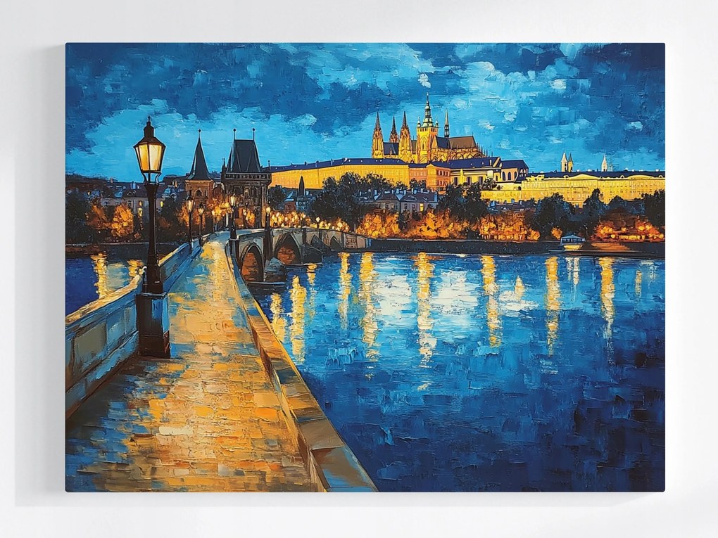 Poszter Város Prága Híd Folyó Moldva 100x75