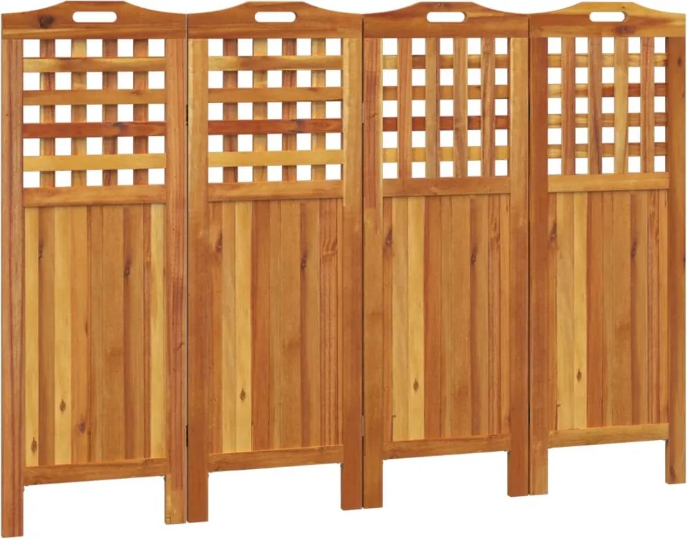 vidaXL 4 paneles tömör akácfa térelválasztó 162x2x115 cm