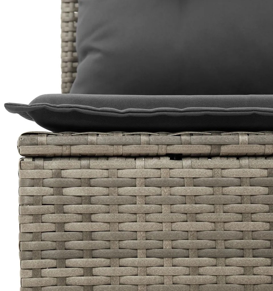 11 darabos Kerti Sofa Szett Párnákkal Szürke Poli Rattan Akácia, 2 személyes Kerti Sofa Tárolóval és Párnákkal Szürke Poli Rattan, 3 darabos Kerti Étkező Szett Párnákkal Szürke Poli Rattan Akácia