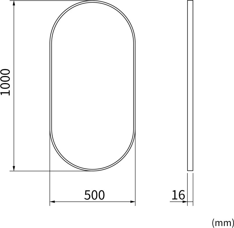 Erga Oval, ovális tükör 50x100cm, arany keret, ERG-V01-OVAL-5010-GD