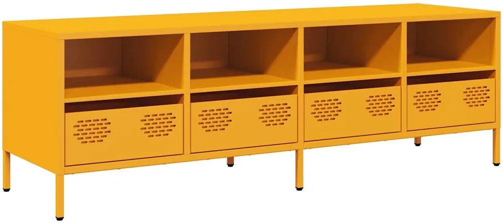 vidaXL mustársárga hidegen hengerelt acél TV-szekrény 135x39x43,5 cm